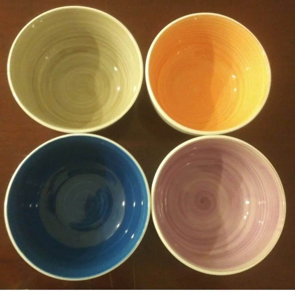 4 Home Trends Soup Bowls assorted colors Ceramic earthenware Microwave DW safe